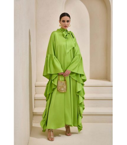 Royal Satin Abaya - Light Green