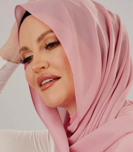Sedef Chiffon Crepe Pink Shawl